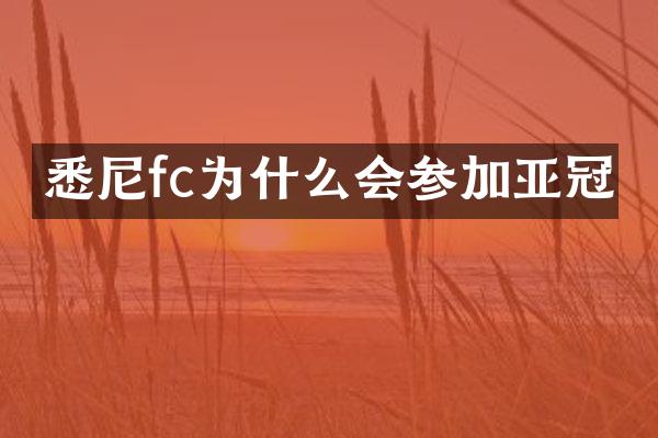 悉尼fc为什么会参加亚冠