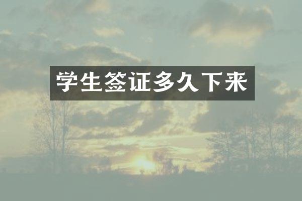 学生签证多久下来
