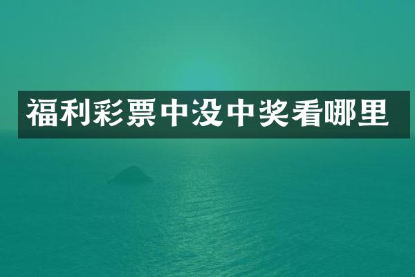 福利彩票中没中奖看哪里