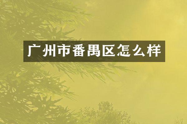 广州市番禺区怎么样