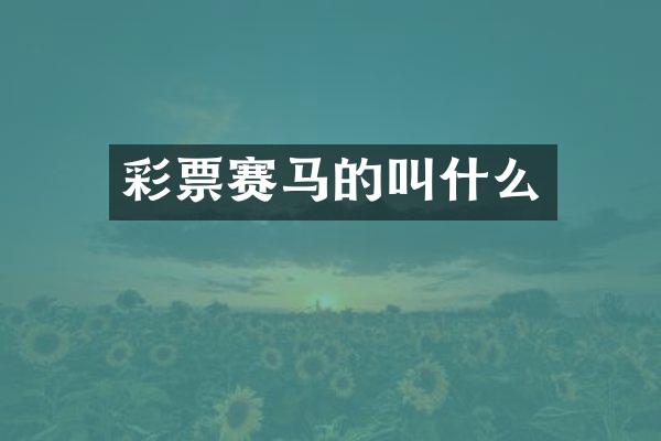 彩票赛马的叫什么