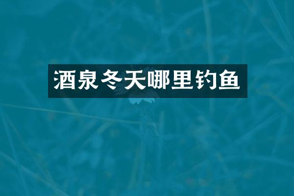 酒泉冬天哪里钓鱼