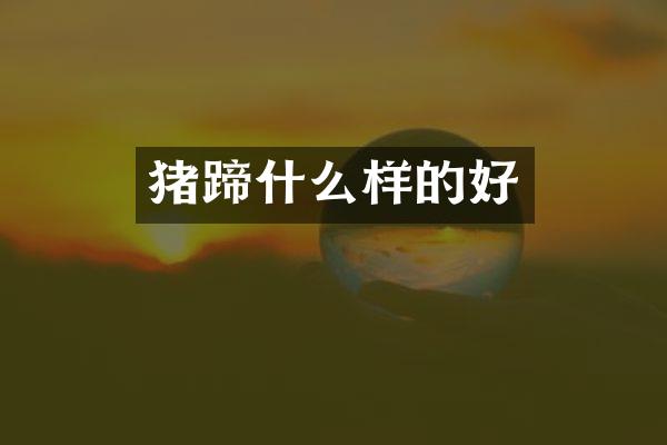 猪蹄什么样的好