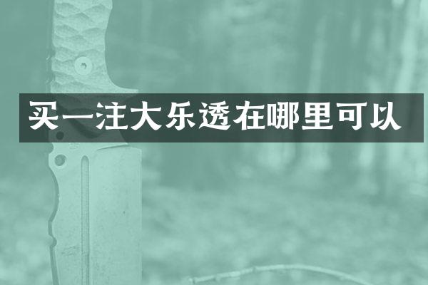 买一注大乐透在哪里可以