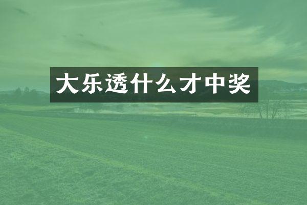 大乐透什么才中奖