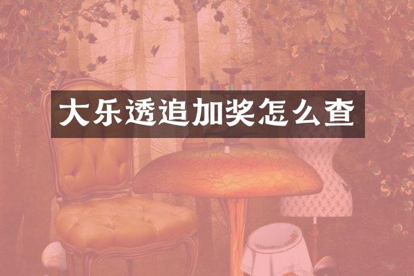 大追加奖怎么查