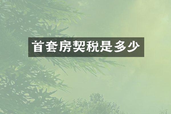 首套房契税是多少