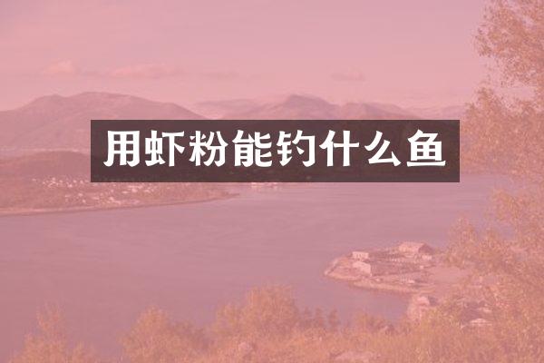 用虾粉能钓什么鱼