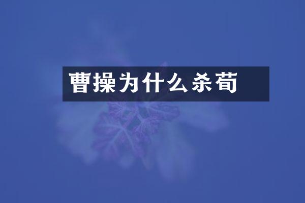 曹操为什么杀荀彧