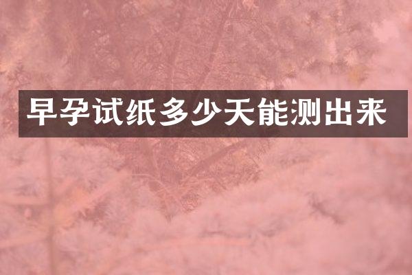 早孕试纸多少天能测出来