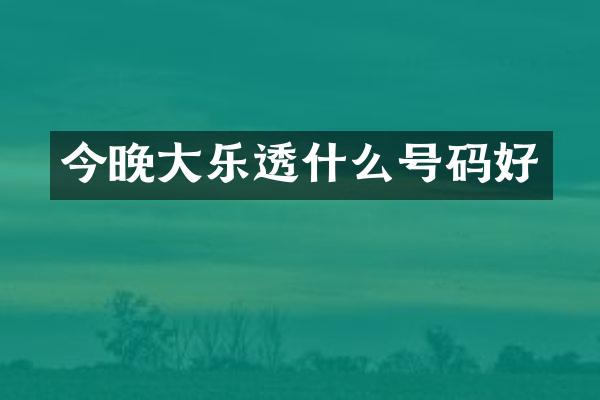 今晚大什么号码好