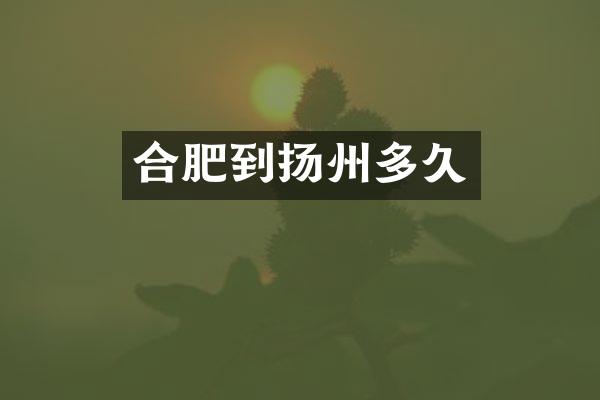 合肥到扬州多久