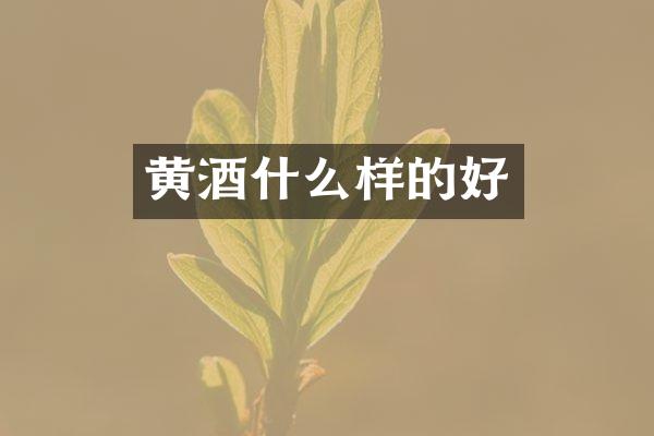 黄酒什么样的好