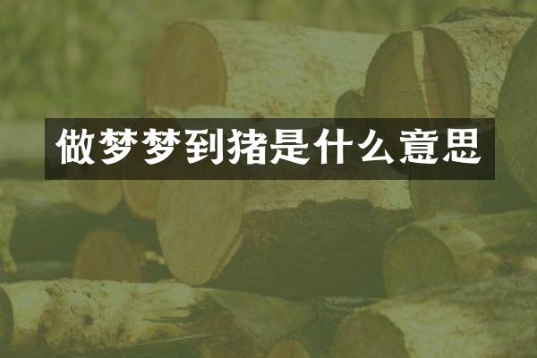 做梦梦到猪是什么意思