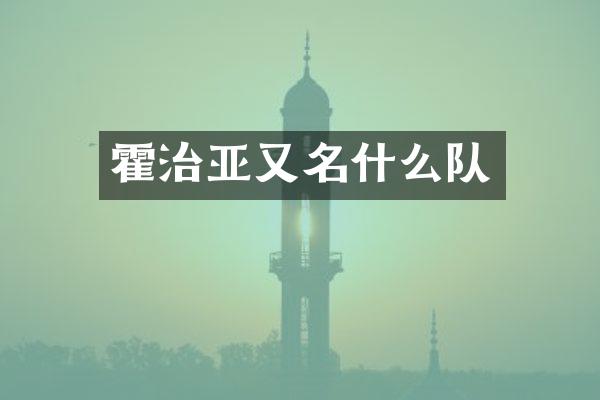 霍治亚又名什么队