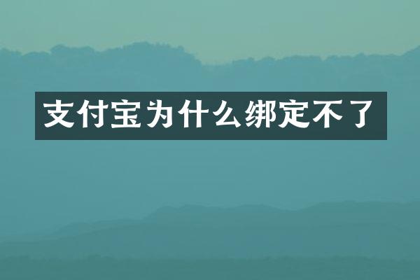 支付宝为什么绑定不了