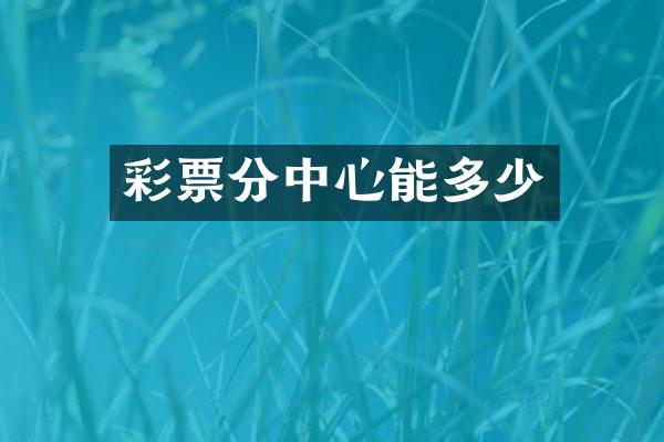 彩票分中心能多少