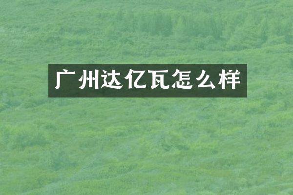 广州达亿瓦怎么样