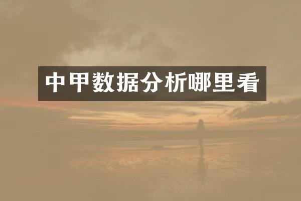 中甲数据分析哪里看