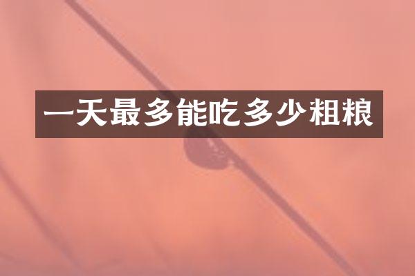 一天最多能吃多少粗粮