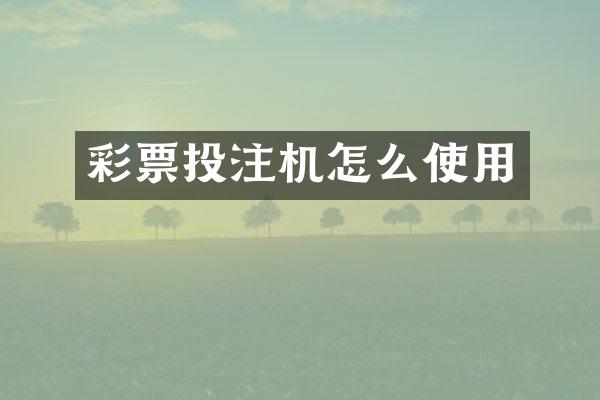 彩票机怎么使用