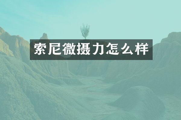 索尼微摄力怎么样