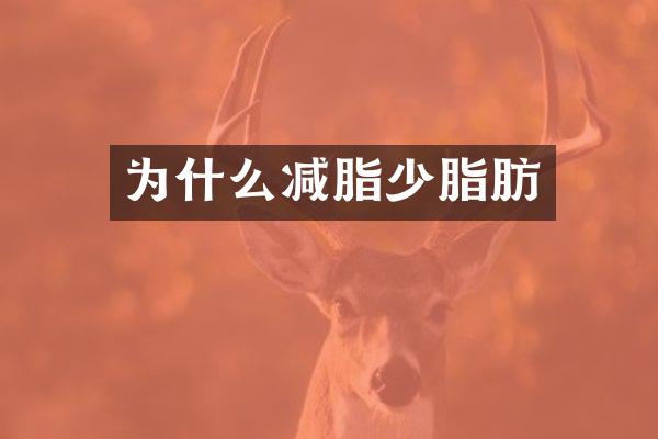 为什么减脂少脂肪