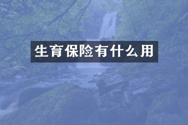 生育保险有什么用