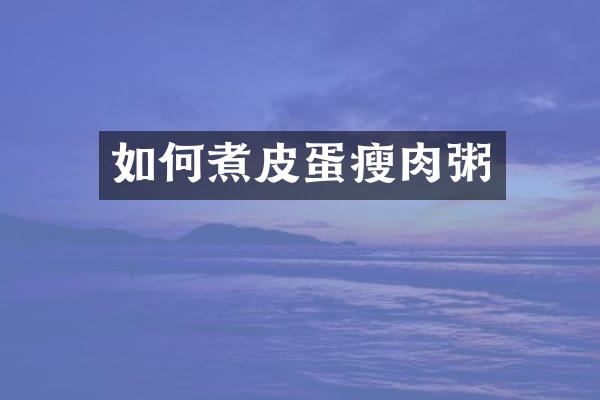 如何煮皮蛋瘦肉粥