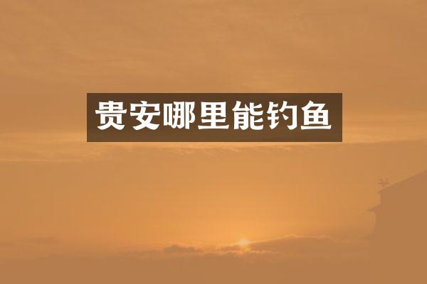 贵安哪里能钓鱼