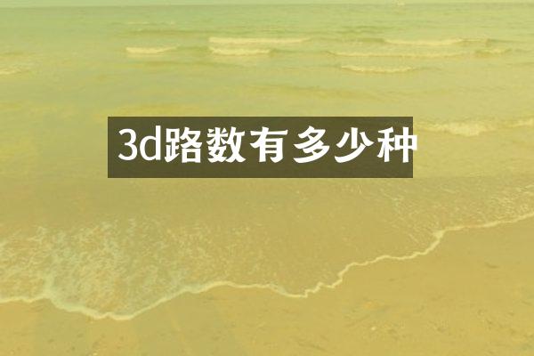 3d路数有多少种