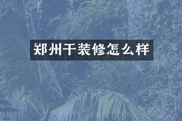 郑州干装修怎么样