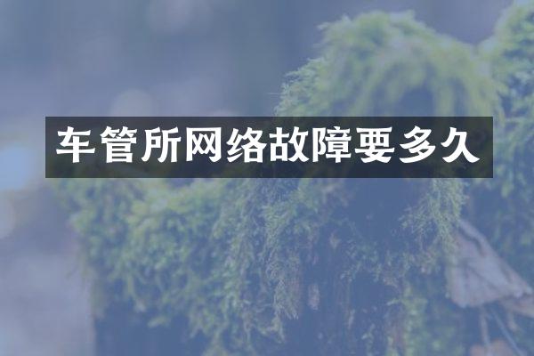 车管所网络故障要多久