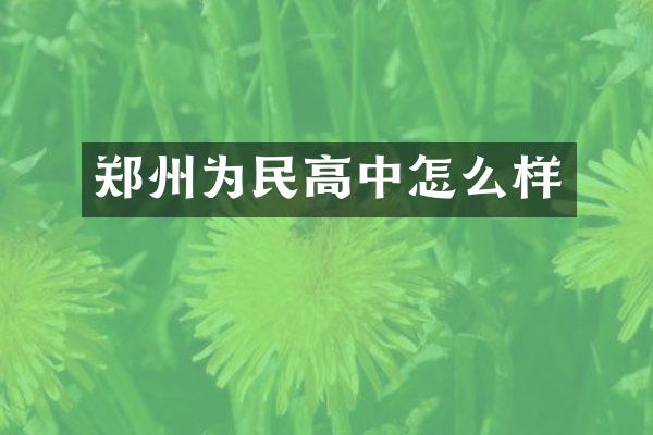 郑州为民高中怎么样