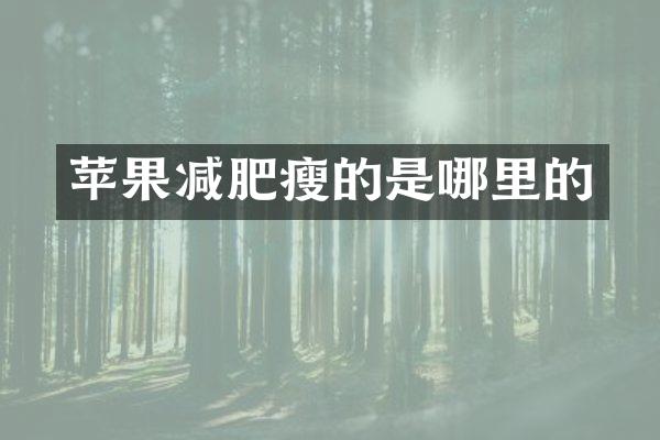 苹果减肥瘦的是哪里的