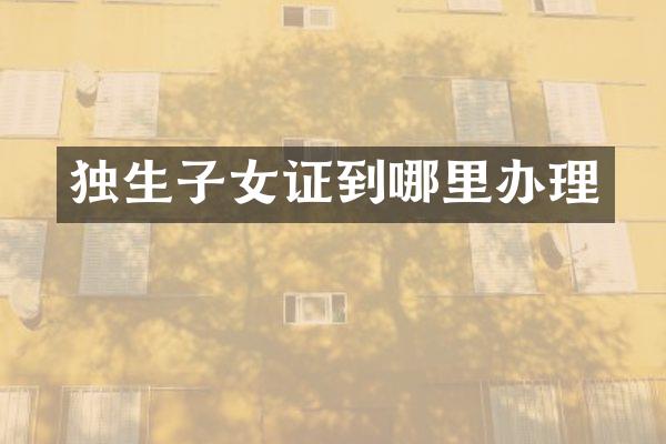独生子女证到哪里办理