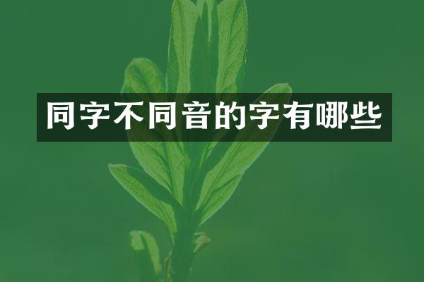 同字不同音的字有哪些