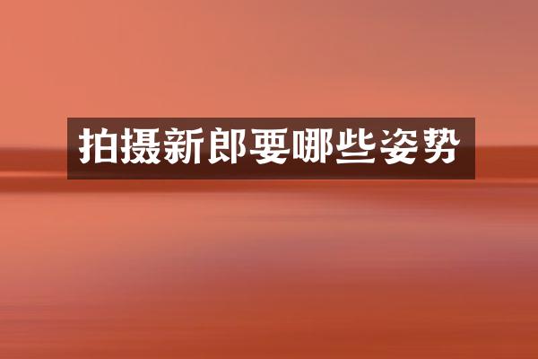 拍摄新郎要哪些姿势