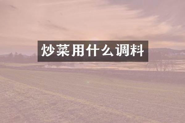 炒菜用什么调料