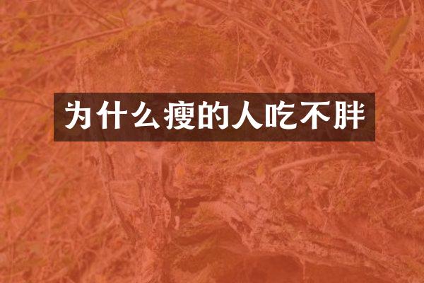 为什么瘦的人吃不胖