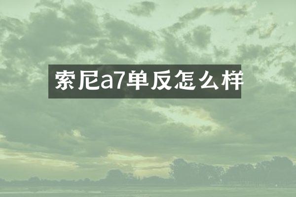 索尼a7单反怎么样