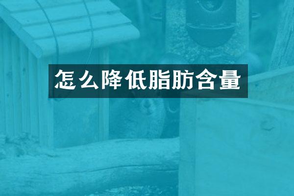 怎么降低脂肪含量