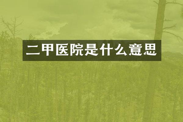 二甲医院是什么意思