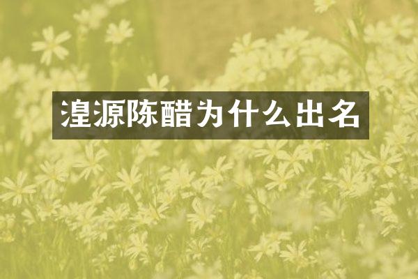 湟源陈醋为什么出名