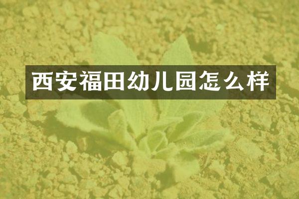 西安福田幼儿园怎么样