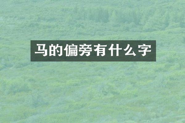 马的偏旁有什么字