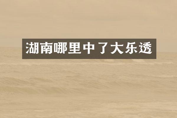 湖南哪里中了大