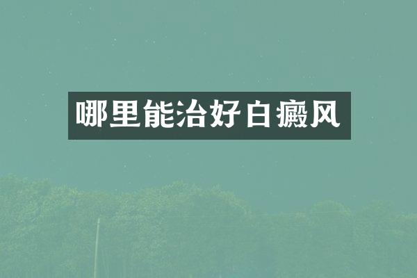 哪里能治好白癜风