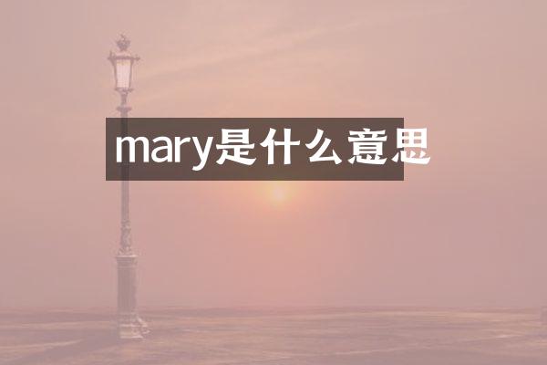 mary是什么意思