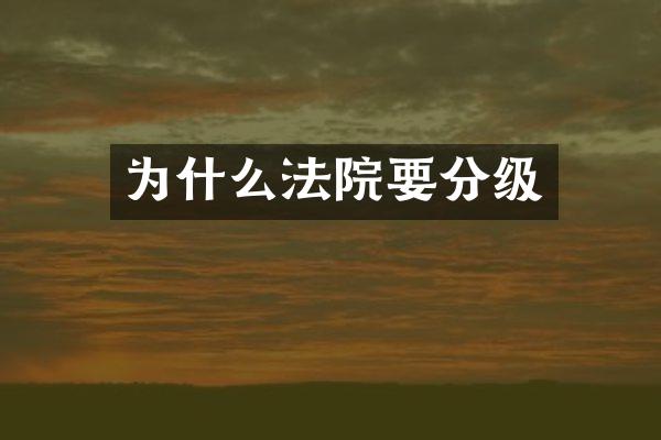 为什么法院要分级